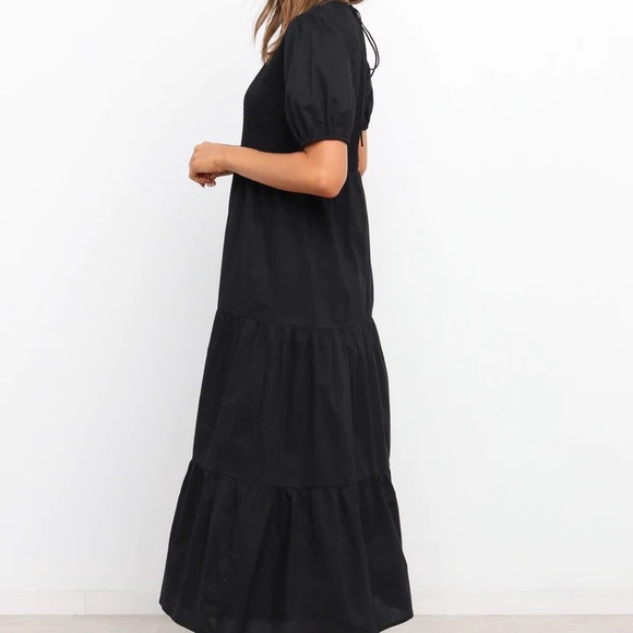 Black shirred midi dress - Picture 3 of 6